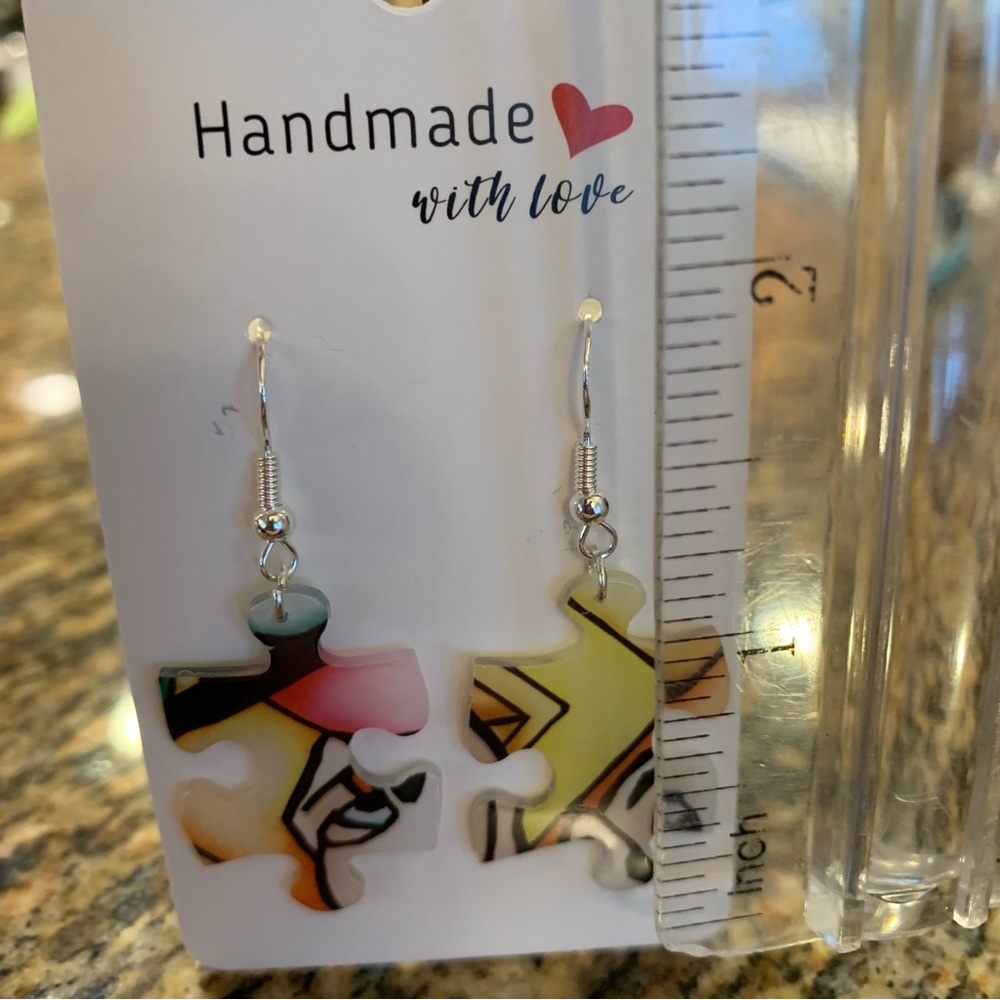 Handmade puzzle earrings - Picture 10 of 11